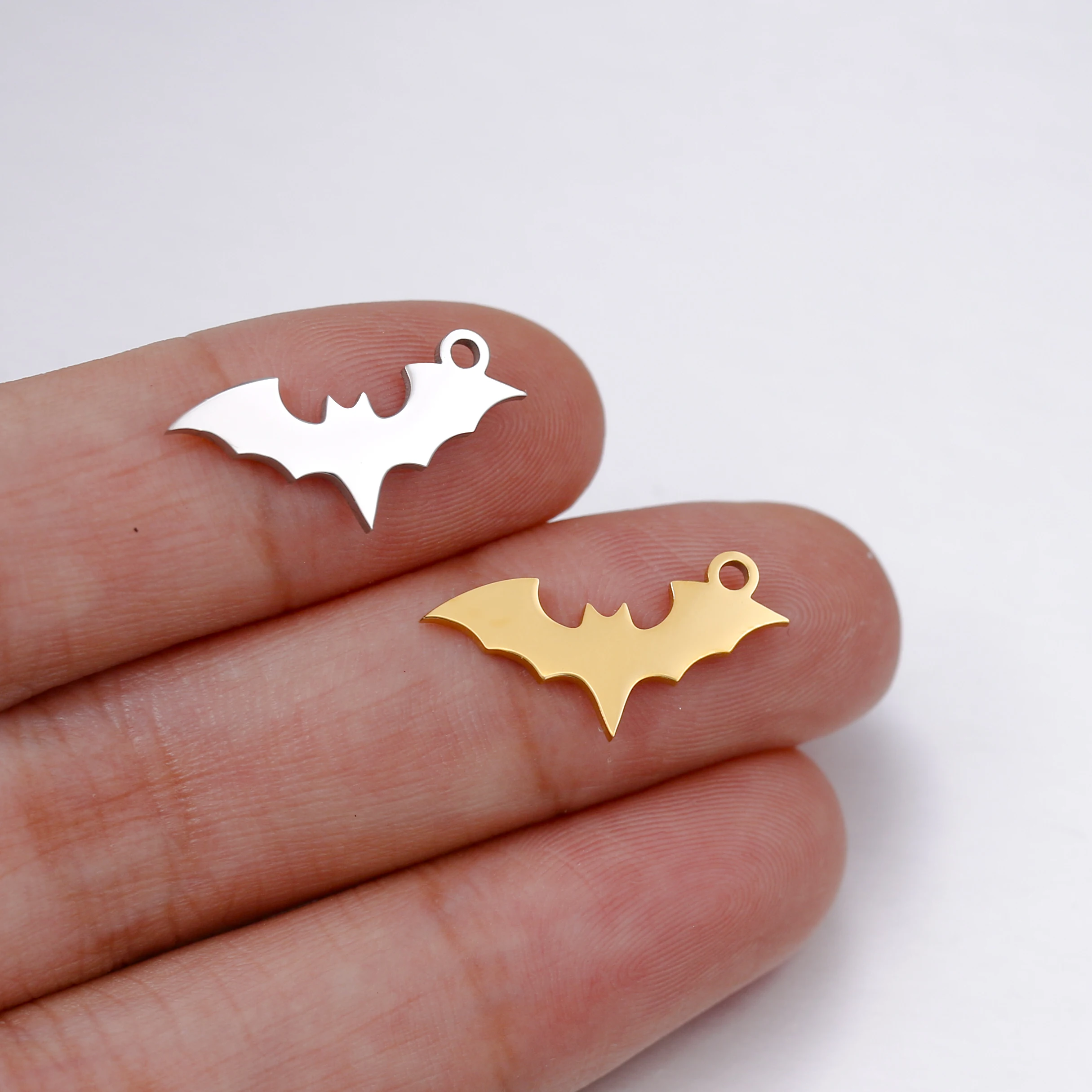 5pcs/Lot Stainless Steel Charms Animal Bat Decorations Halloween Party Supplies For Diy Making Necklace Bracelet Pendant Jewelry