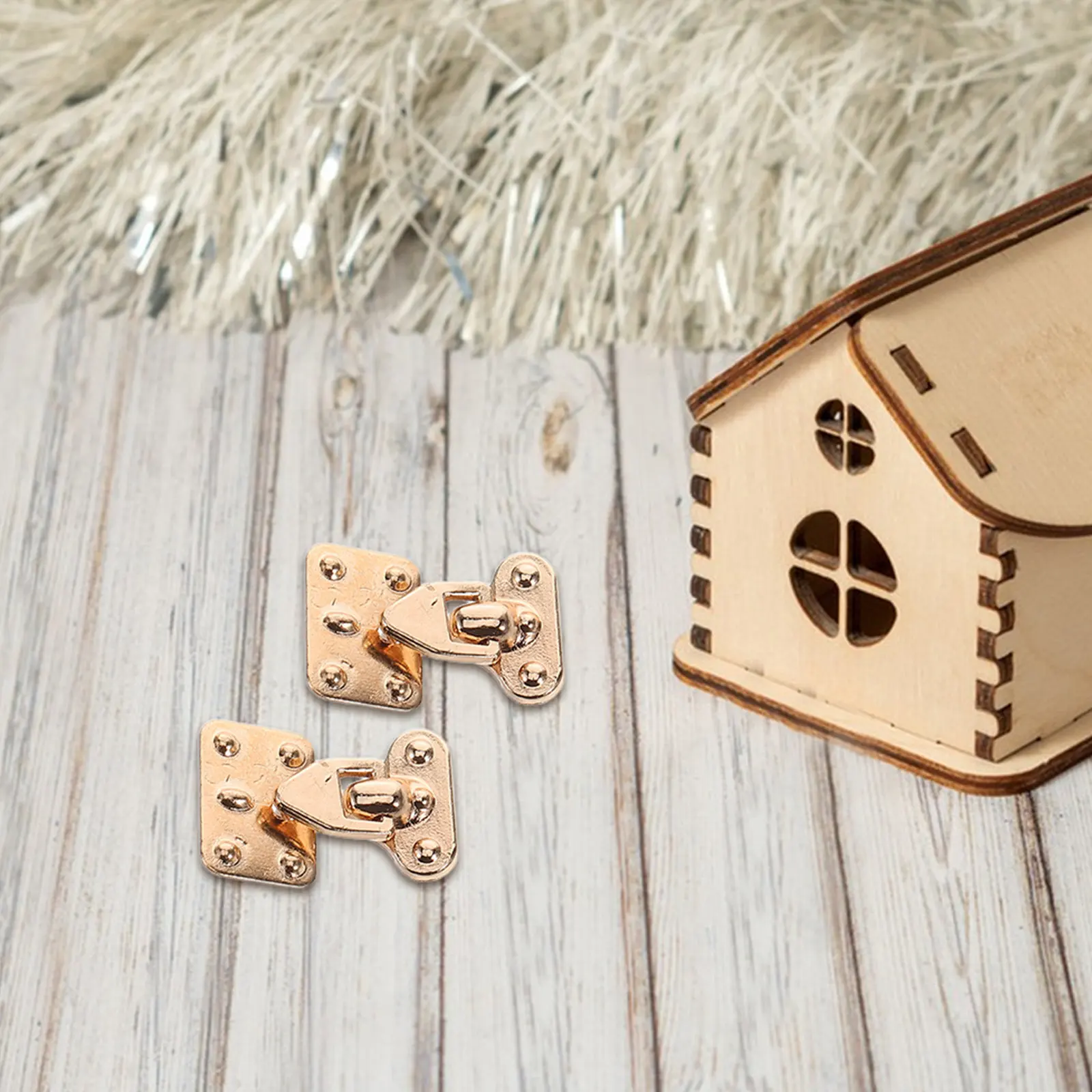 4Sets Miniature Case Clasps Metal Locks DIY Dollhouse Suitcase Tiny Jewelry Travel Box Accessories for Miniature Clasps
