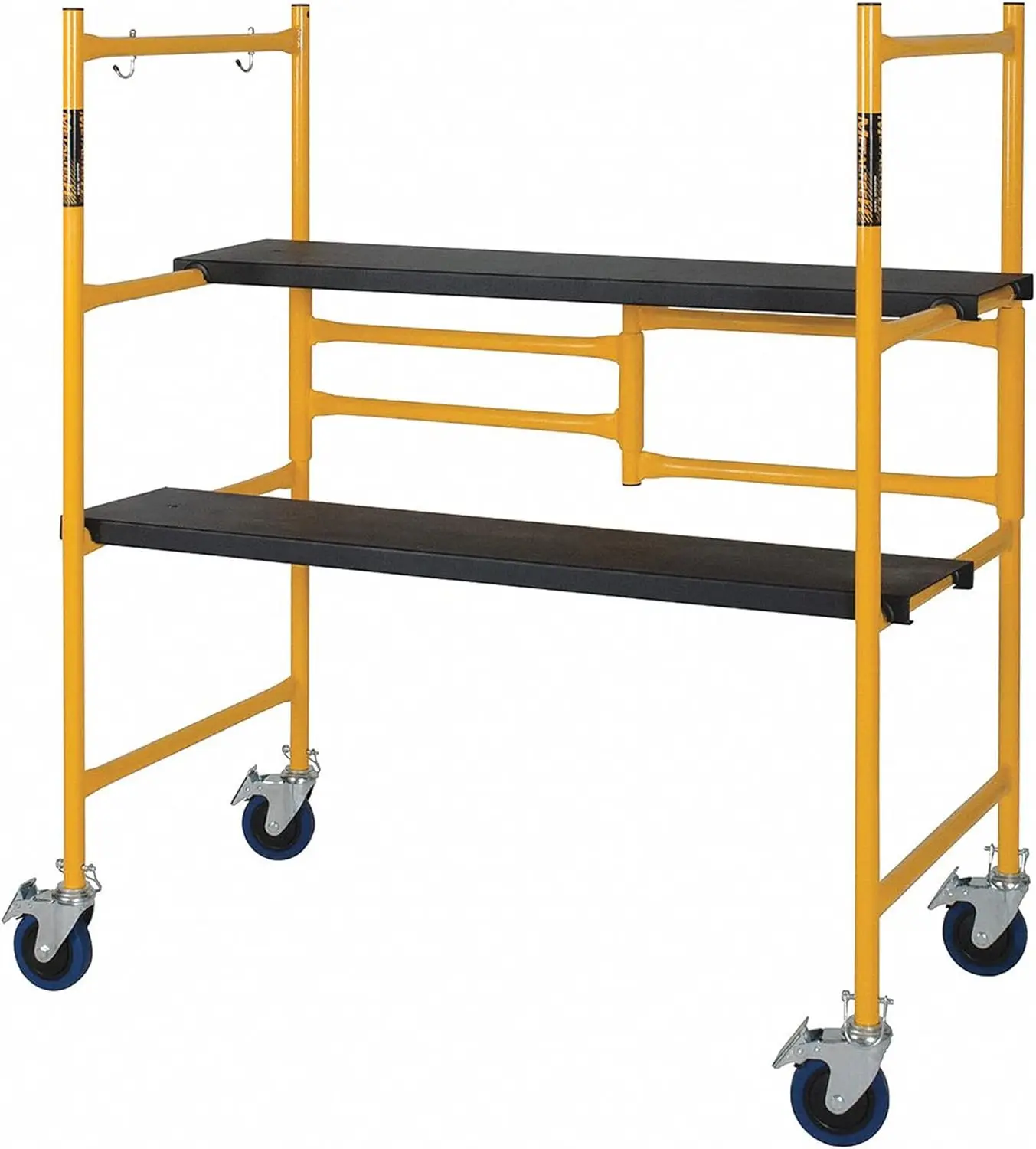 Plataforma de andaime, escada de andaime ajustável e portátil com capacidade de 500 lbs com rodas de travamento, 22,5 x 41 x 45,75 pol., amarelo