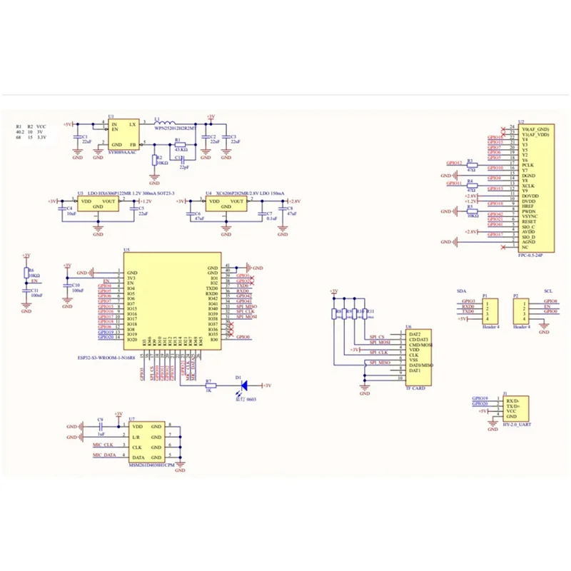 Cámara Wi-Fi VO-Cams3 Unidad de 5 MP Cámara ESP32S3 de 5 megapíxeles (PY260) 88 °   Micrófono PDM incorporado DFOV