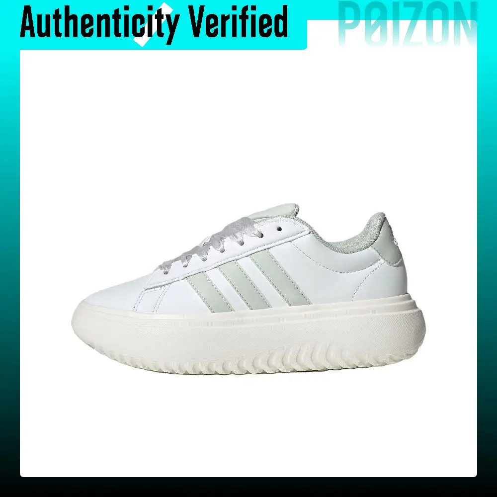 Adidas GRAND COURT PLATFORM Abrasion Resistant Low top Tennis Shoes Women's Crystal White JR0705