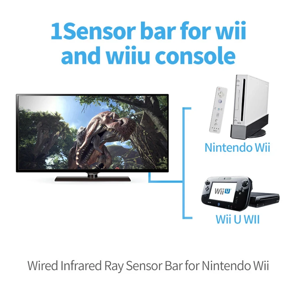 USB Wired Receiver Sensor Bar Infrared Motion Sensor Signal Receiver Stand Game Move Remote Fit for Wii / Wii U Consoles