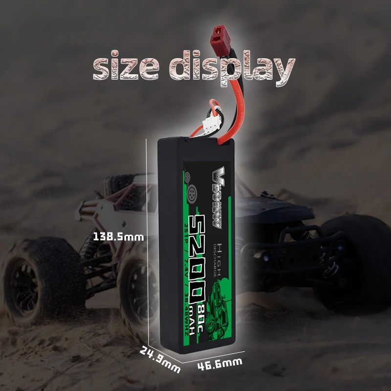 7.4V 80C 2S 5200mAh リポバッテリー RCカー用 ハードケース付き EC5プラグ付き FPVドローン バギー トラギー レーシング ホビー RCモデルパーツ