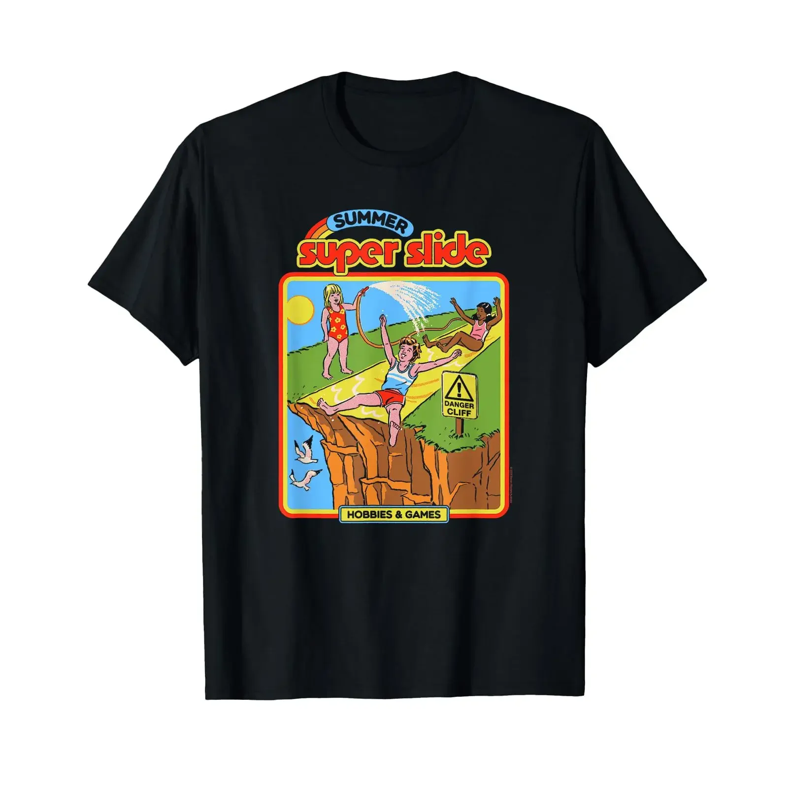 Steven Rhodes Summer Super Slide Hobbies Games Dark Humor T Shirt vintage Washed streetwear graphic Casual Versatile Stretched