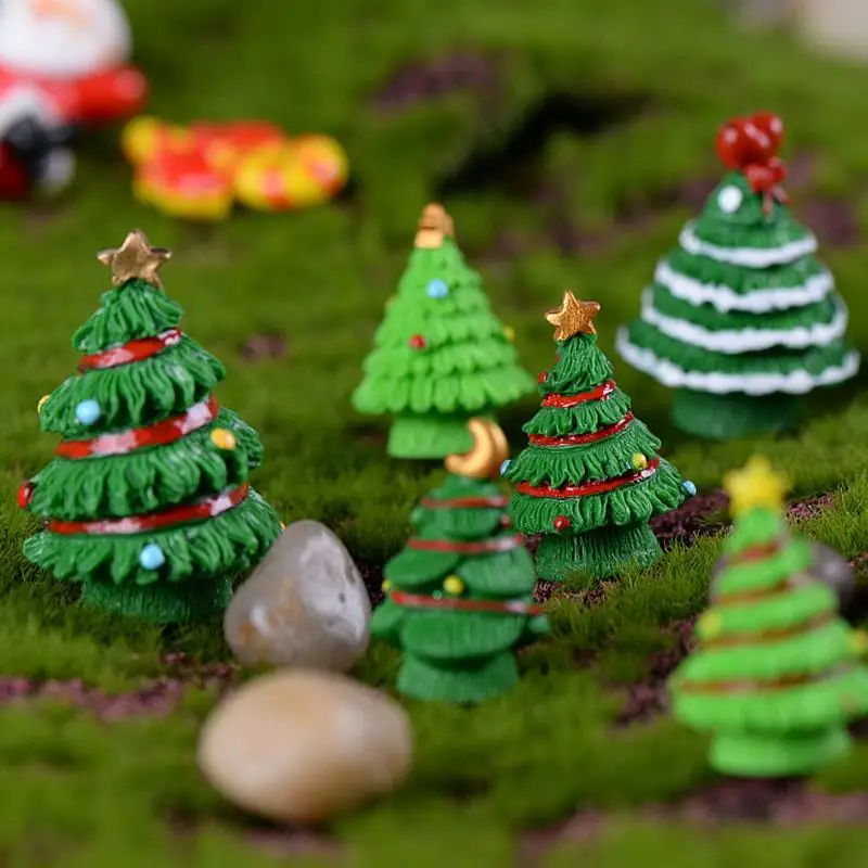 Mini Christmas Tree Couple Figurine Doll Garden Decor Ornament Kid Toy Miniature Landscape Christmas Decorations for Home