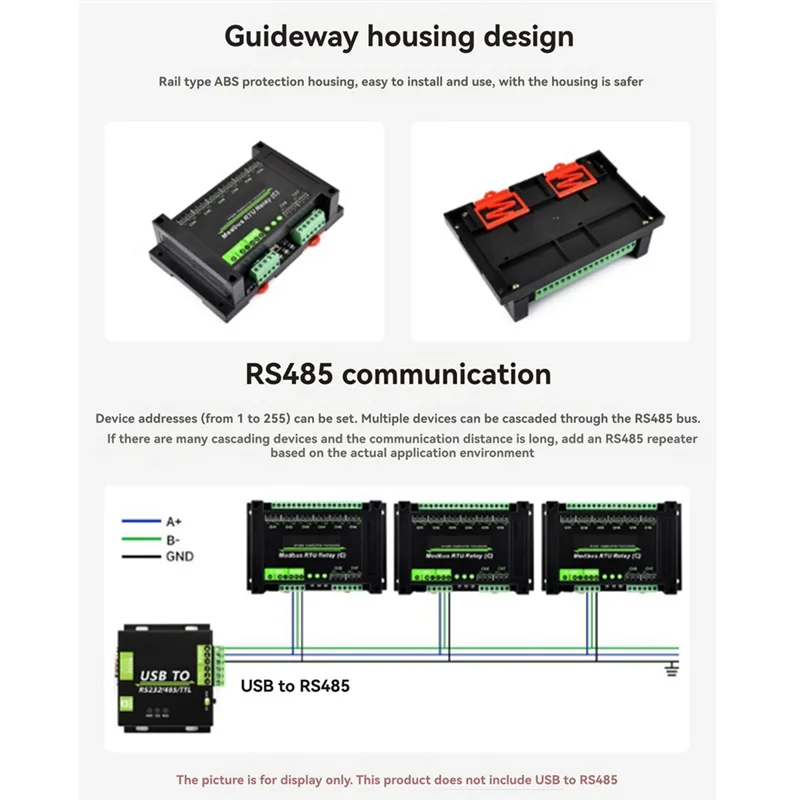BNVN-DIN-Rail 8-Channel Relay Module RS485 Magnetic Retention Relay Modbus RTU Protocol Multiple Isolation Protection Circuit
