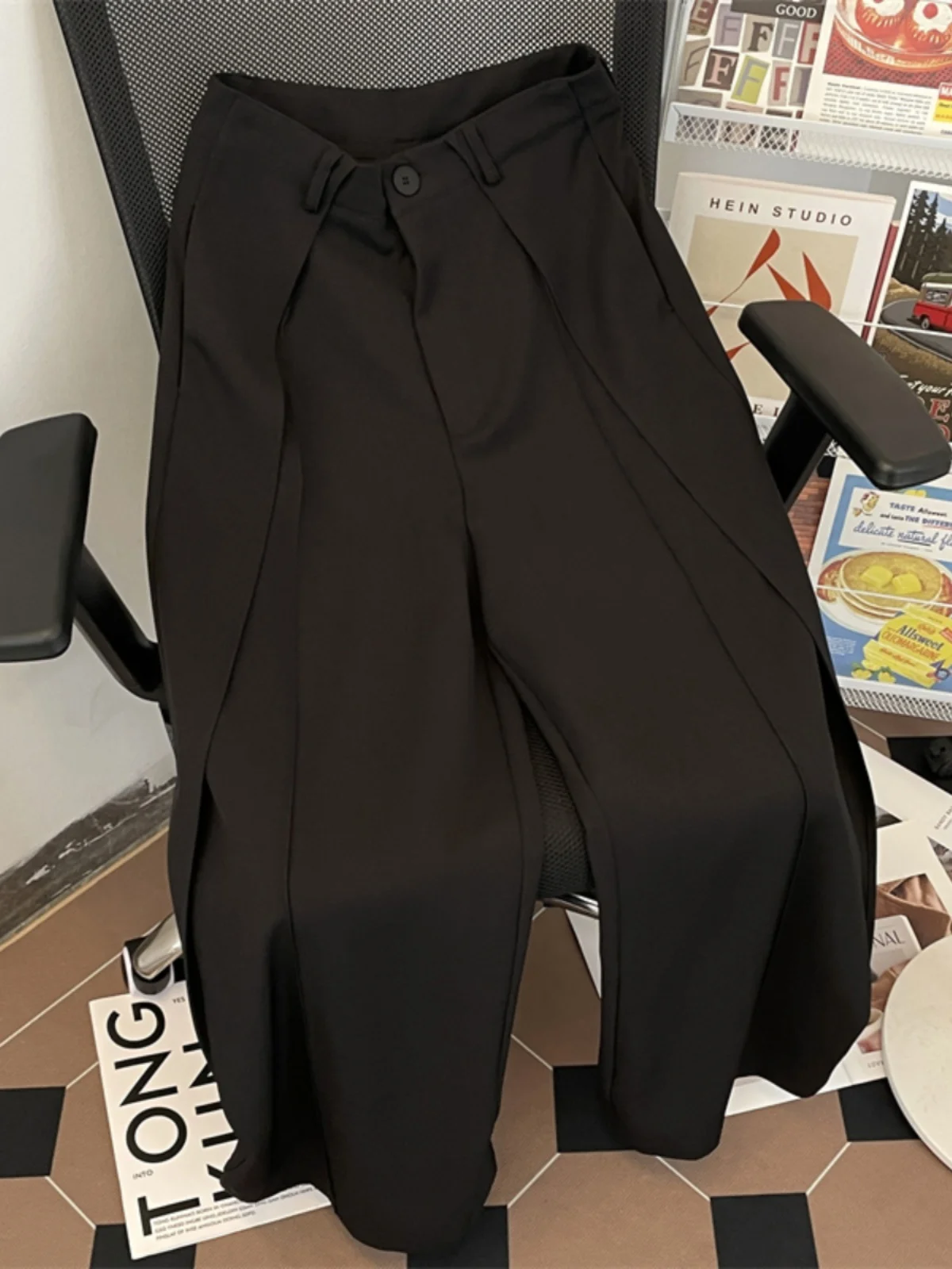 

Draped Loose Men's Summer Casual Pants Thin New Sle Wide Leg Long Trousers Vintage Japanese Sle Iron-Free Procing