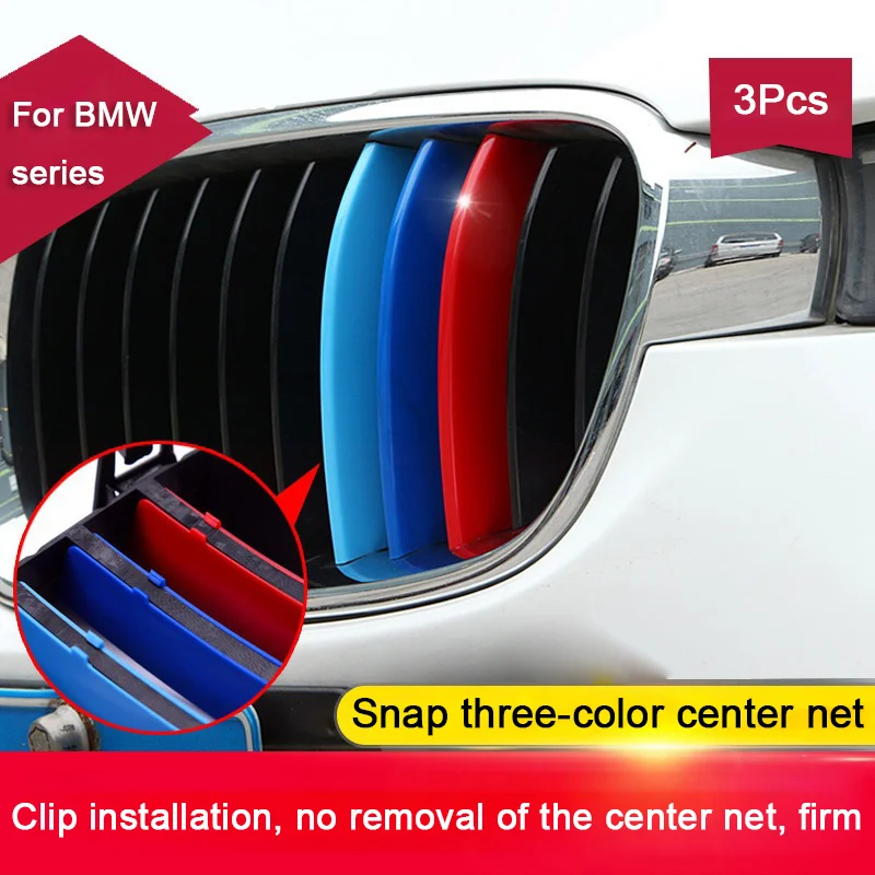 3Pcs Front Grille Trim Strips For BMW Series 1 3 5 7 X1 X3 X4 X5 X6 F20 E90 E91 E92 E93 F30 3GT E60 E61 F10 F11 F18 5GT F07 E70