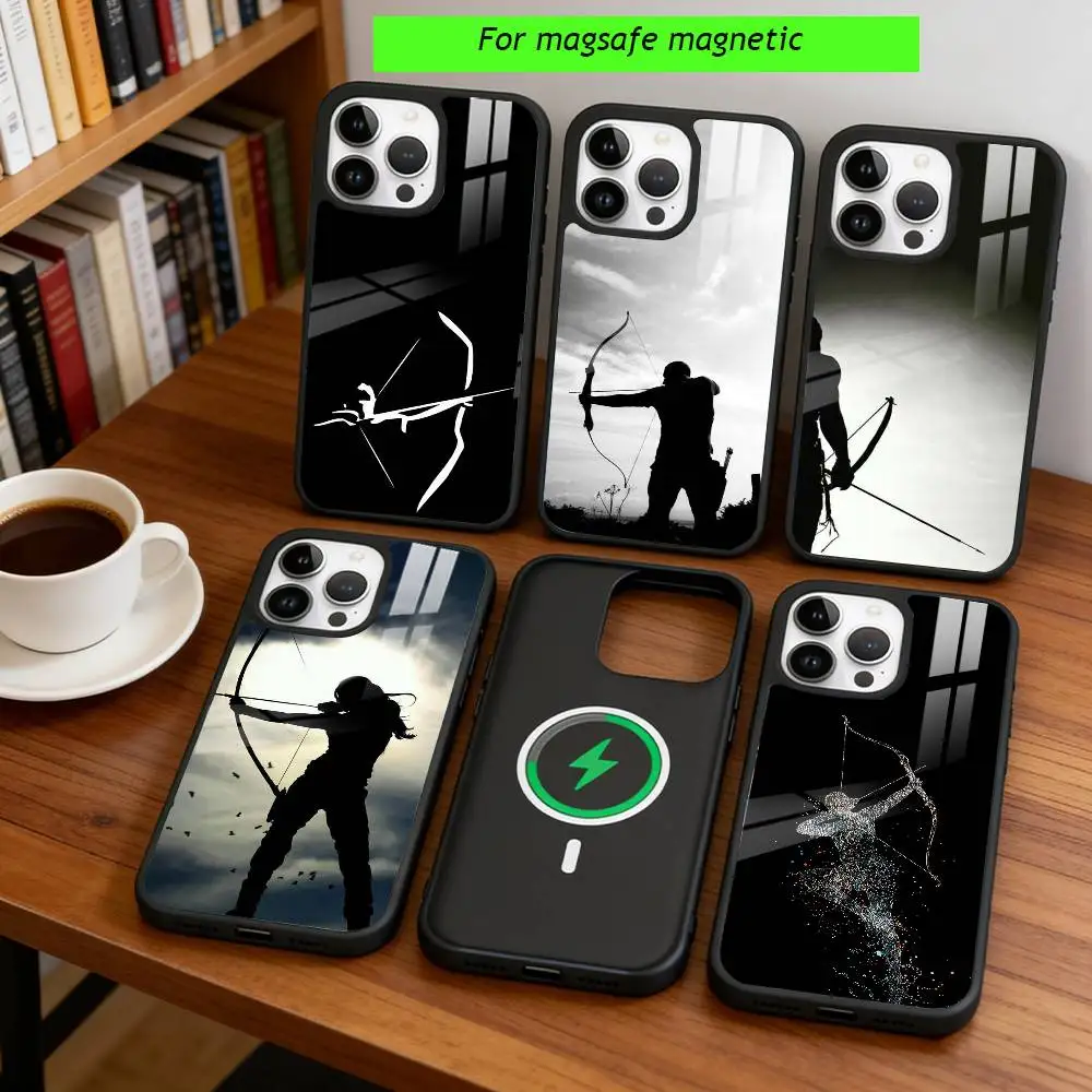 

S-Shooting with bows Phone Case For iPhone17,16,15,14,13,12,11 Plus,Pro Magnetic For Magsafe Wireless Charging