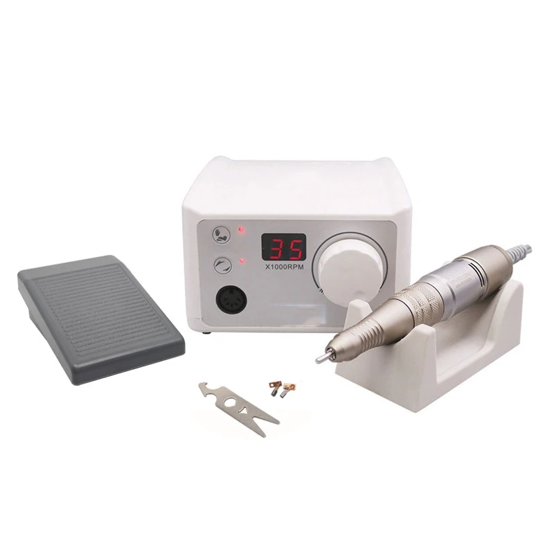 65W Electric Nail Drill 110/220V Manicure Machine 35K H200 Handle Dental Grinding Milling Cutter Polish Nail File Set