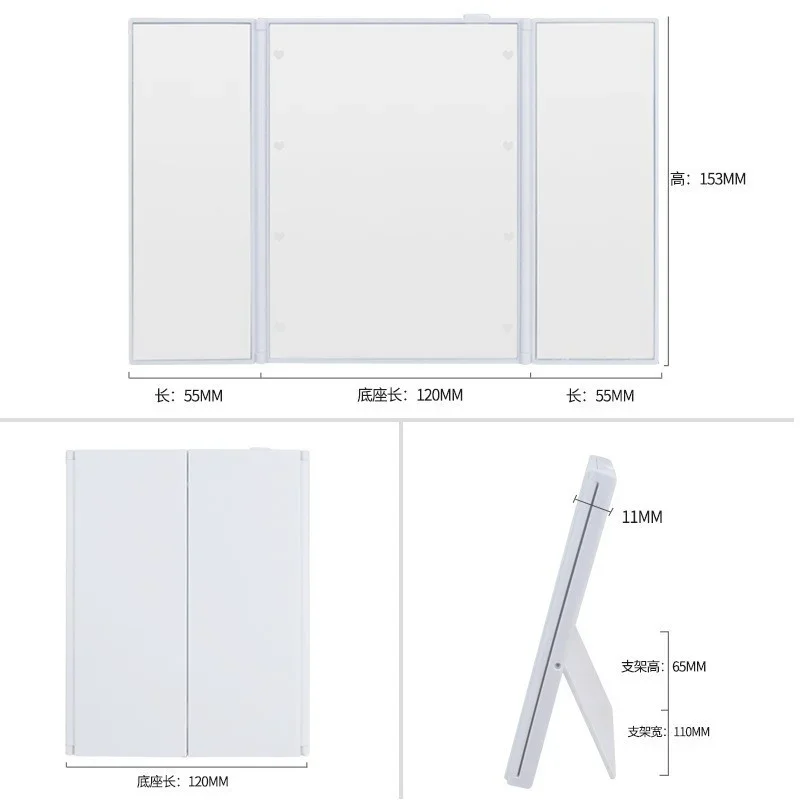 Miroir de maquillage à lumière LED Portable lumières de vanité miroirs de poche de maquillage compacts vanité cosmétique lampe de miroir LED pliante à la main