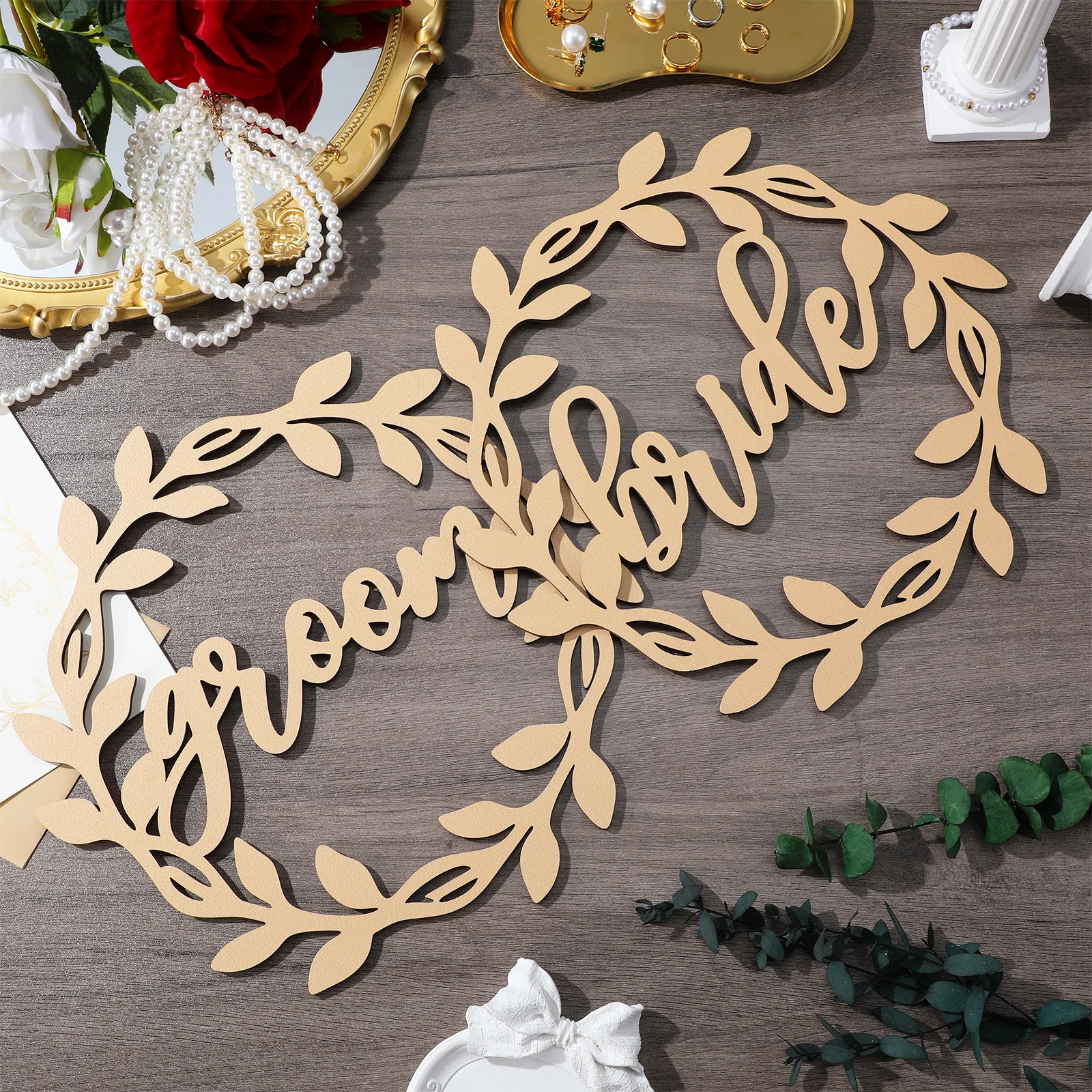 

Chair Wedding Decoration Bride and Groom Reserved Signs for Signage Seat Welcome Golden Chairs