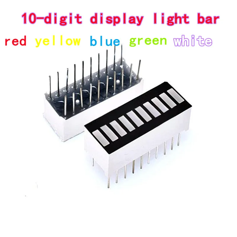 5 uds 10 columna de iluminación de luz digital de 10 segmentos barra de luz LED súper brillante rojo amarillo verde azul tubo plano de luz 20p rgb