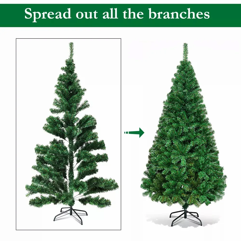 Costway 5Ft/6Ft/7Ft/8Ft Artificial PVC Christmas Tree W/Stand Holiday Season Indoor Outdoor Green