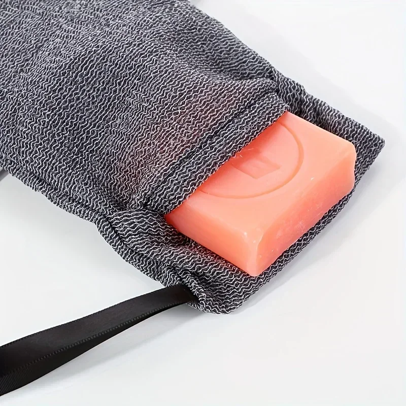 Exfoliating Soap Storage Bag 1/2 Piece Coarse Sponge Body Scrubber Gray Mesh for Bath Or Shower