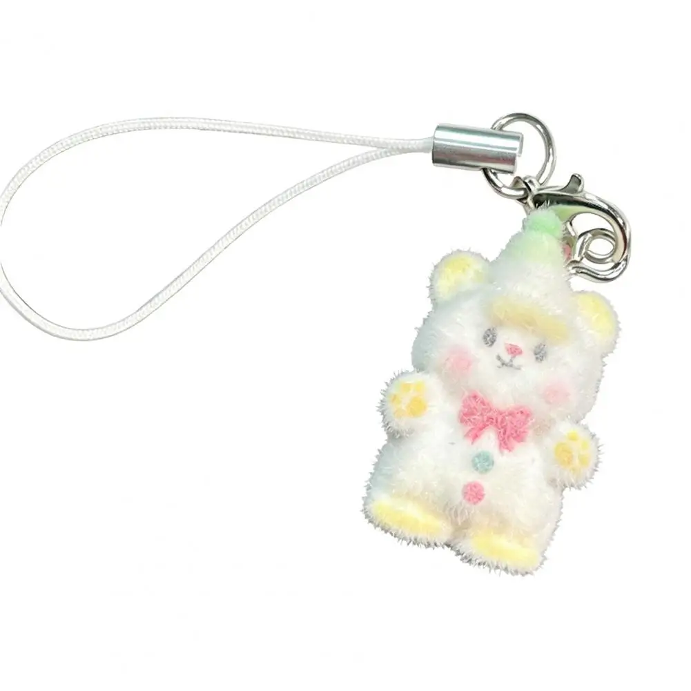Bear Pendant Lightweight Mini Bear Keychain Charm Soft Flocking Bag Pendant Accessory Cute Lanyard Phone Decoration Gift