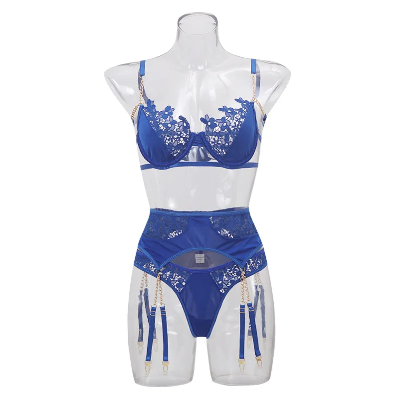 Sexy Faion Catena d'oro Splicing Appeso Ne Clex Heavy Crt Slip a vita bassa Set Tee-Piece Set Intimo da donna