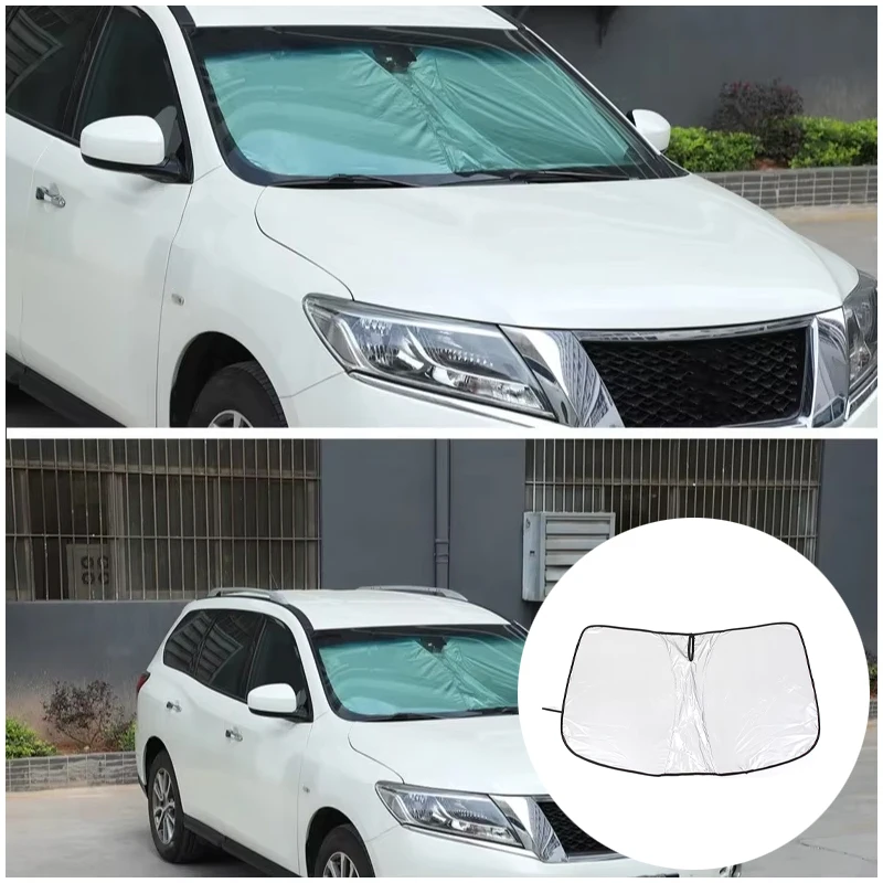 Memory Steel Ring Front Windshield Sunshade Cover For Nissan Pathfinder 2013-2018 Sun Protection Accessories