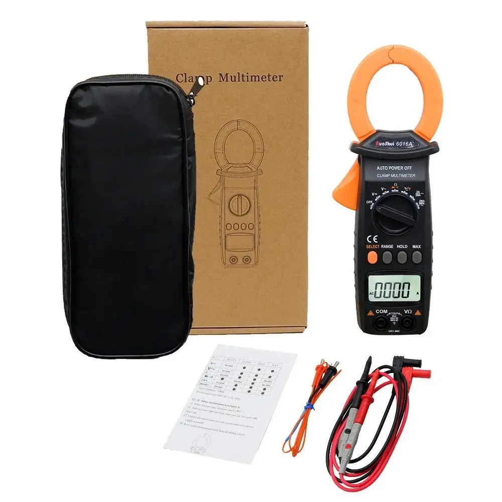 Ruoshui 6016a + Klem Meter Automatisch Bereik Ac Dc Spanningsstroom Ampèremeter Ohm Temp Capaciteit Hz Tester Klem Ampèremeter