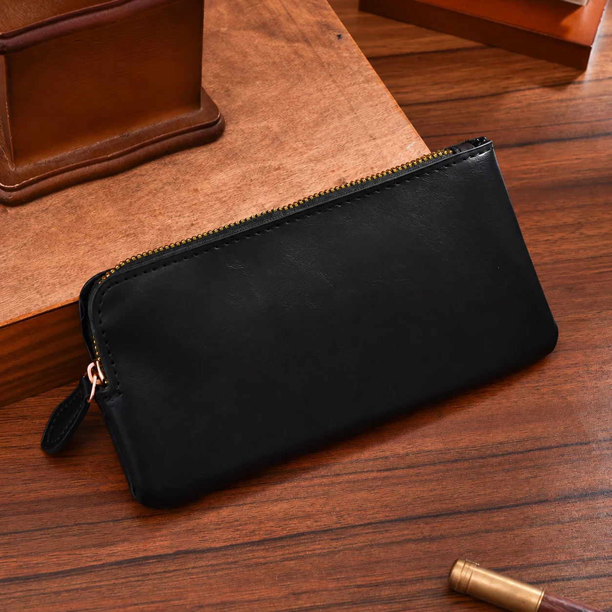 Long Clutch Wallet Portable Long Zipper Wallet Large Capacity Wallet Solid Color For Men Daily Use Daily Commuting