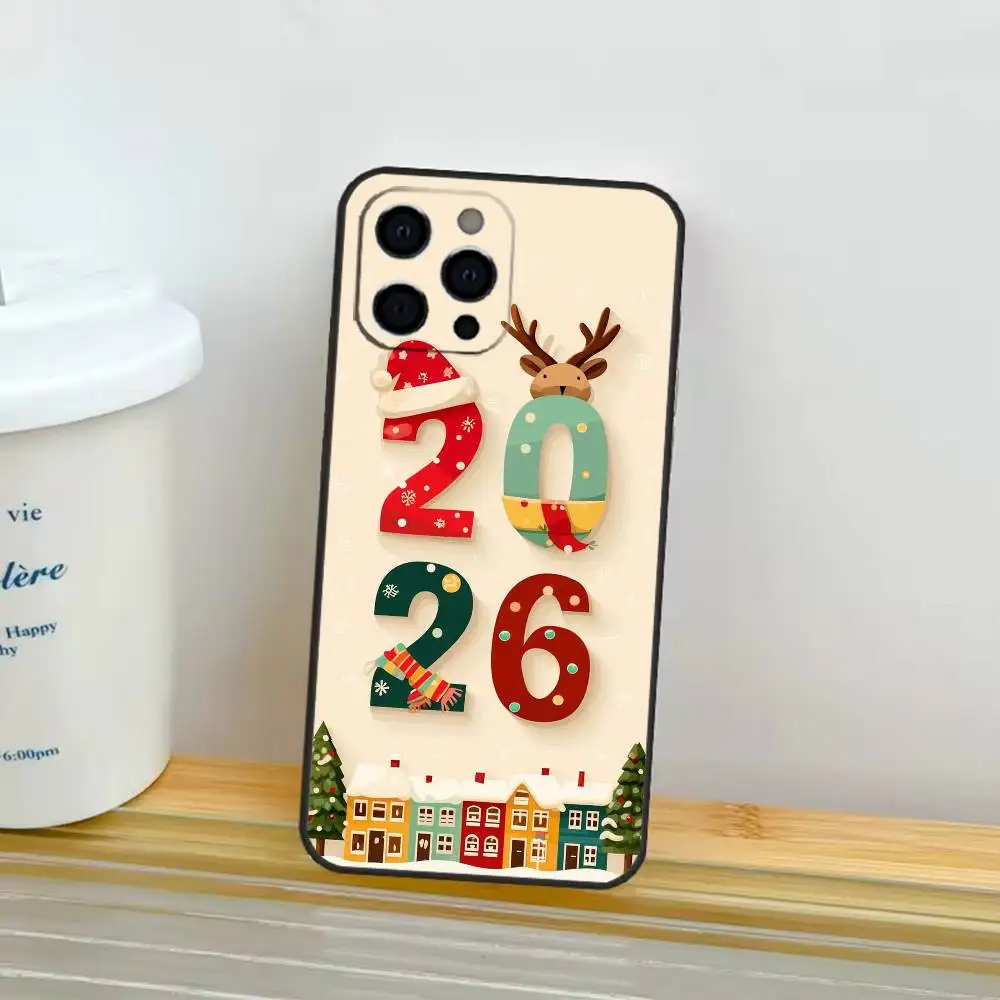 حافظة هاتف سنة جديدة سعيدة 2026 لهاتف آيفون 17,16,15,14,13,12,11 Plus,Pro,Max,XS غطاء ناعم من السيليكون #3