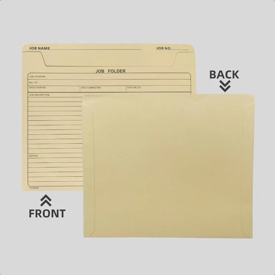 Папки для проектов 12 x 10 дюймов Классические папки Manila для файлов Прочные папки Jecket с предварительной печатью для стоимости отслеживания работы
