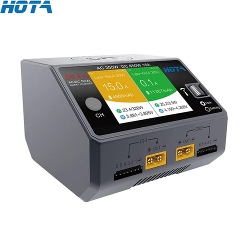 HOTA D6 Pro 블랙 AC 200w DC 2x325w /15a 채널 Rc 드론 예비 부품 용 스마트 배터리 충전기 방전기 Lipo 충전기