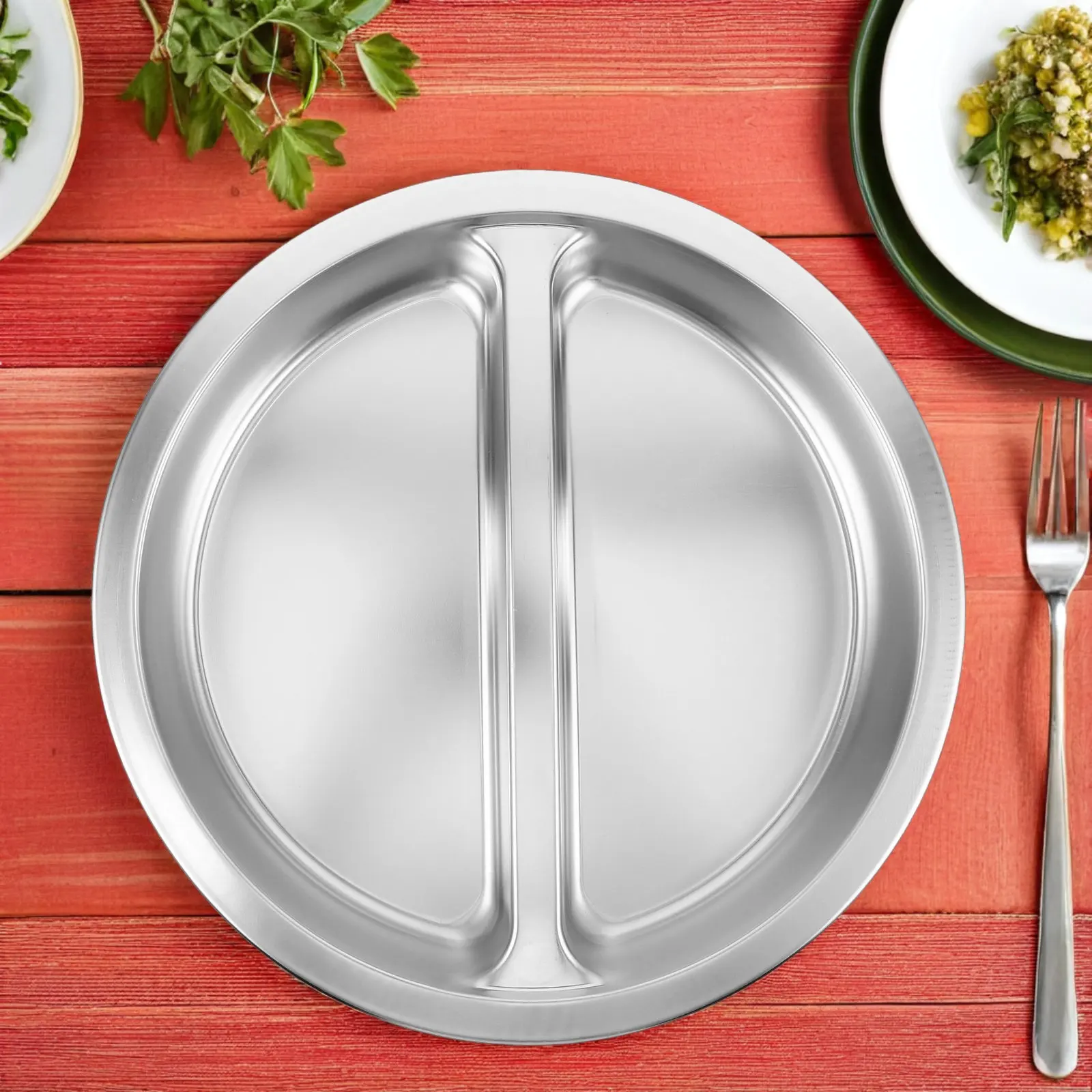 Round Chafing Dish 6L Stainless Steel Buffet Pan Commercial Divided Food Plate For Hotel Catering Event Serving Kitchen