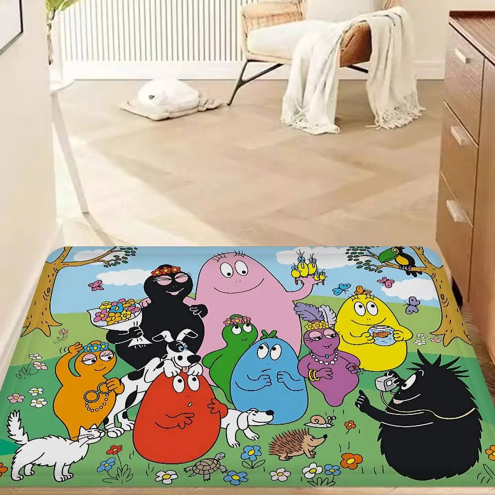 Cute Cartoon Les Barbapapa Floor Mat INS Style Soft Bedroom Floor House Laundry Room Mat Anti-skid Bedside Area Rugs