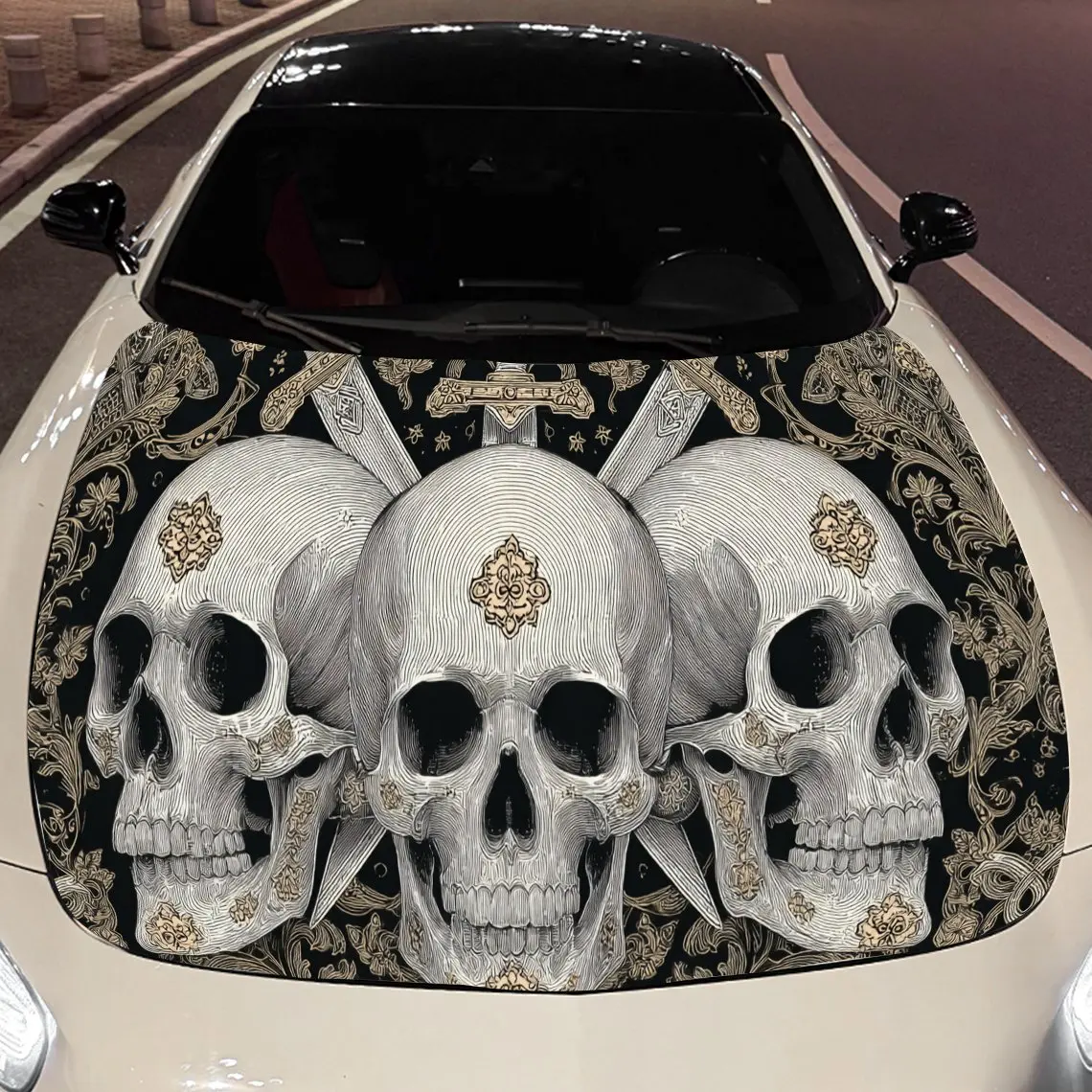 

Cool Skull Head print,car hood stickers,PVC waterproof Self adhesive car hood sticker,car hood decoration protection stickers,Au