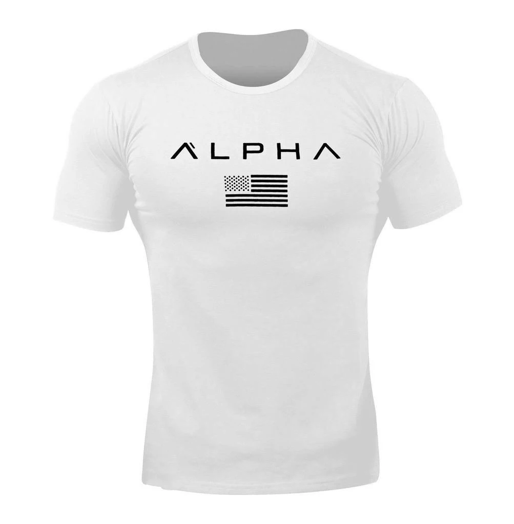 Sports T Shirt ALPHA Fitness T Shirts Casual Gym Running Quick Dry Training Tops Adult Kids Clothing 100%Cotton Sweatshirt Tees