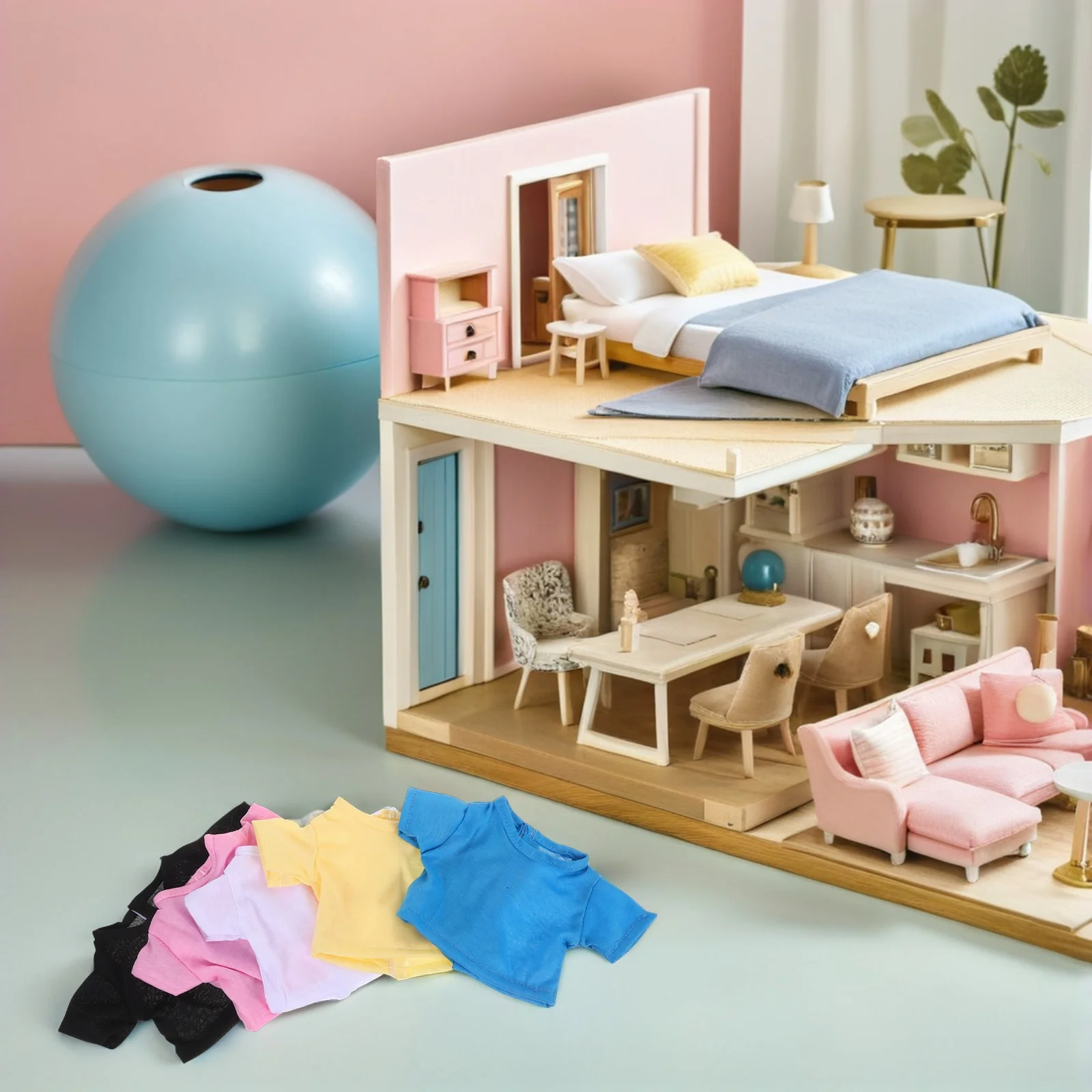 5 個のクマ T シャツ無地半袖服柔らかい生地 18 インチの人形に適したスタイリッシュなウェアアクセサリー