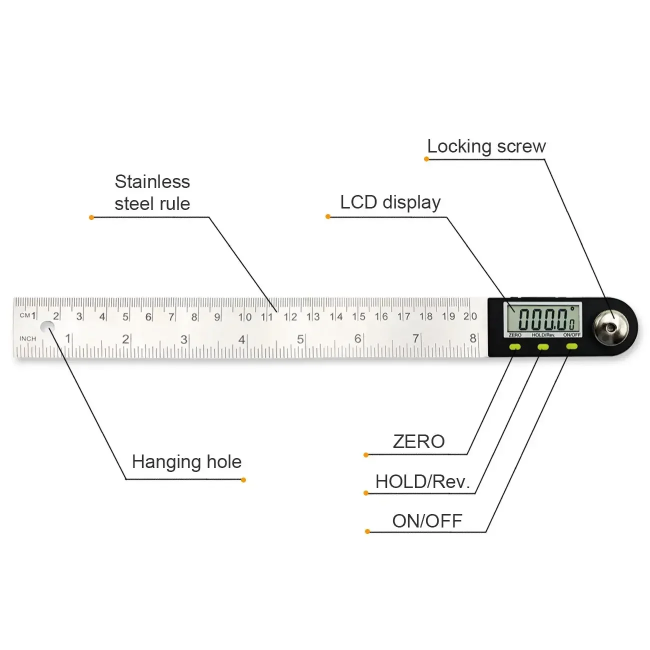 200/300mm Digital Protractor Inclinometer Angle Finder Level Measuring Instrument Digital Goniometer Angle Ruler