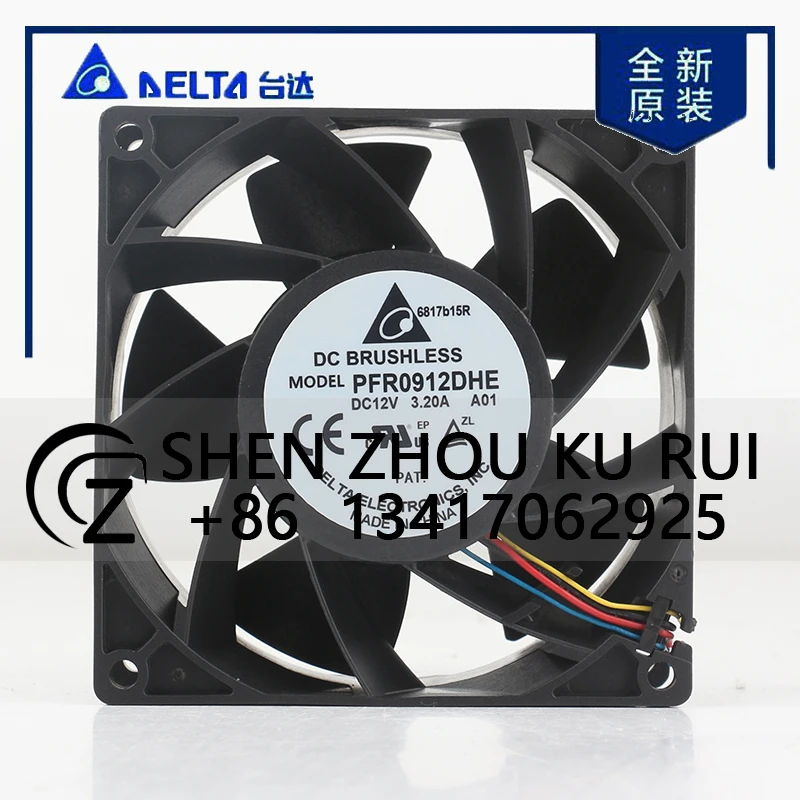 

Delta 5V 24V 48V DC 12V 3.20A AC EC 9038 90X90X38MM 9CM Four-wire PWM Brute Force High air Volume Server PFR0912DHE Cooling Fan