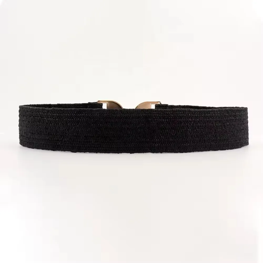 مخصص المهنية المورد مطاطا أحزمة التخسيس الفتيات الصغيرات أزياء القش مضفر حزام السيدات مطاطا متأنق حزام