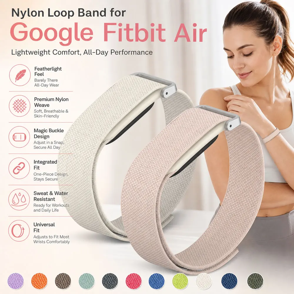 Running Fitness Accessory for Google Fitbit Air Magic Buckle Wristband Integrated TPU Case Lightweight Nylon Band for Men Women