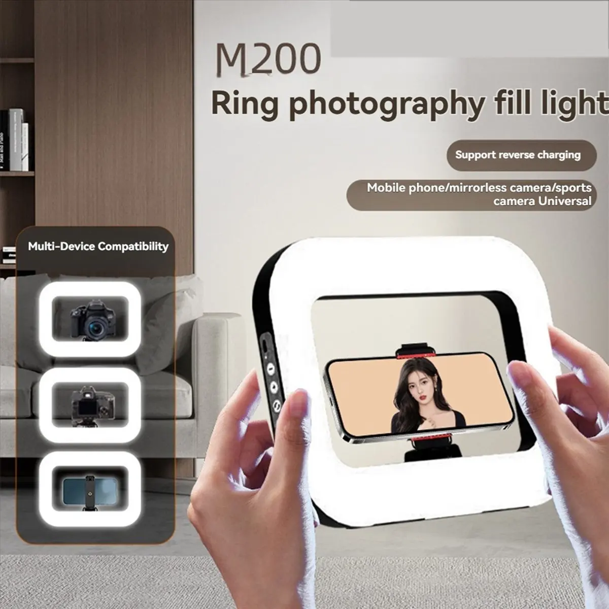 2X Handheld Ring LED Rechargeable Fill Light Portable Mobile Phone Live Broadcast Photography Desktop Selfie Light