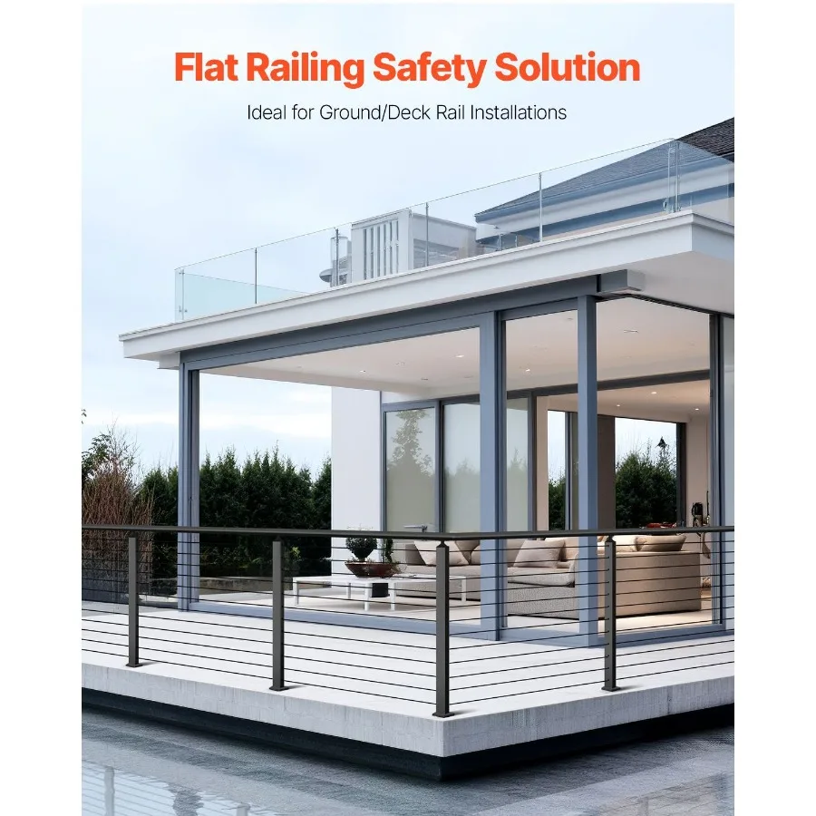 Cable Railing Post 42x1x2 Inch Level Deck Stair Posts 1-Pack Stainless Steel Cable Handrail Post Pre-Drilled Pickets with Mount
