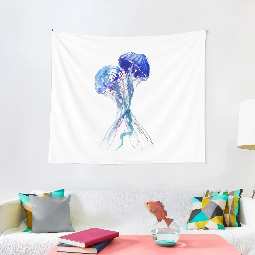 

JellyFish, Blue Aqua decor Tapestry Aesthetic Room Decor Aesthetic Room Decorations Tapestry