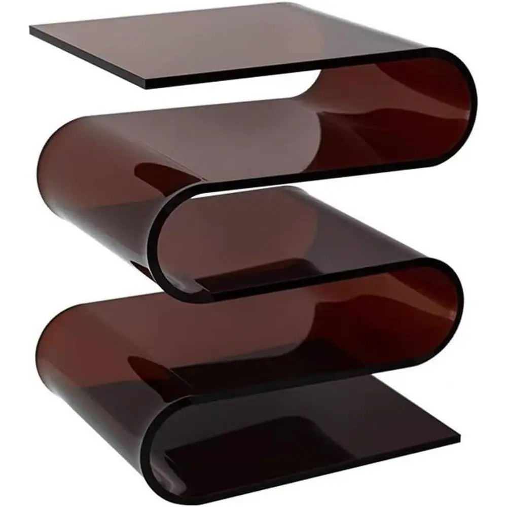 

Acrylic S-Shaped Side Table, ern Bede Table, Brown, 11.8*13.3*16.9in