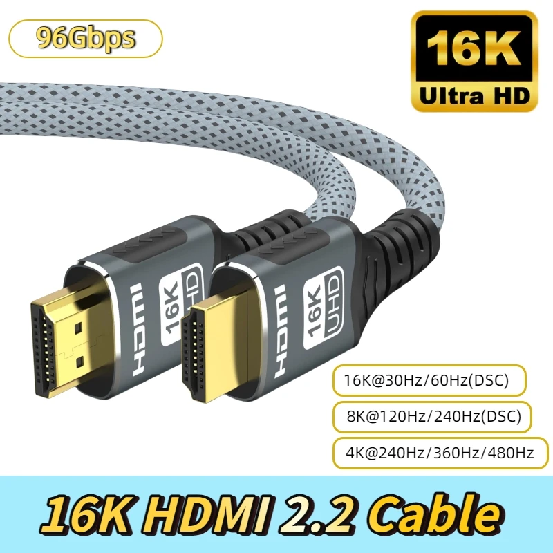 HDMI 2.2/2.1/2.0 Cable Maximum Bandwidth 96Gbps Support 8K@120Hz 4K@240Hz 2K@360Hz LIP Protocol for TV Monitor Game Console