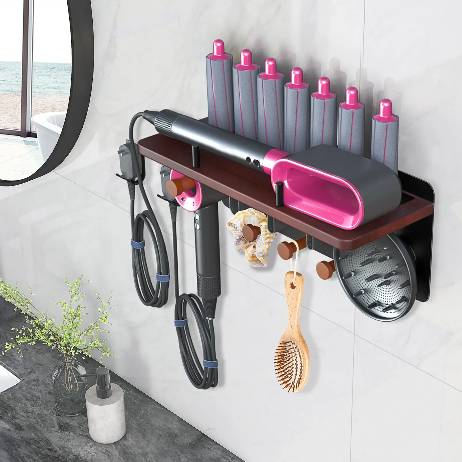 

Hair Dryer Holder for Dyson Airwrap Bracket Stand Storage Curling Iron Accessories Wall Mount Organizer