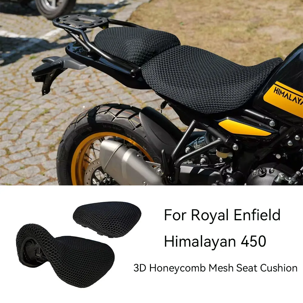 Motocicleta Seat Covers para Royal Enfield Himalayan, Proteger Almofada, 3D Honeycomb Mesh, Seat Cover, 450, 2024