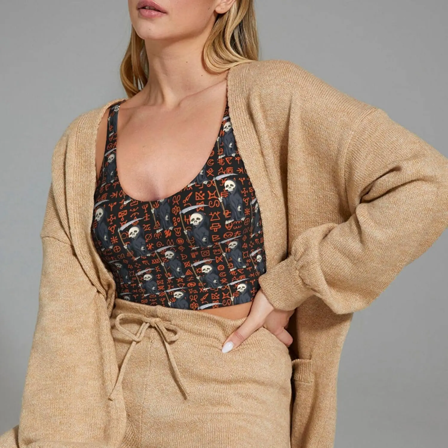 เสื้อชั้นในกีฬาผู้หญิง คอวี ไร้โครง บราเล็ตต์ แขนกุด ทรงยูแบ็ค เสื้อกล้ามโยคะ เสื้อออกกำลังกาย พร้อมแผ่นรองเสริมที่ถอดออกได้