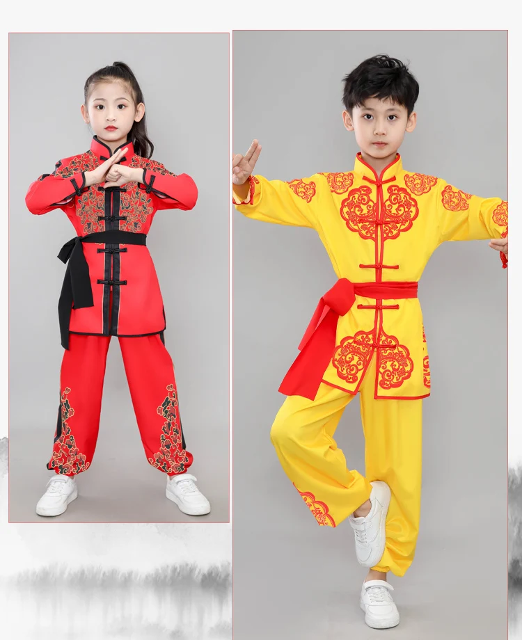 Traditional Chinese Clothing Kids Kungfu Wushu Tai Chi Uniform Boy Girl Arts Stage Performance Girl Boy Kung Fu Costumes