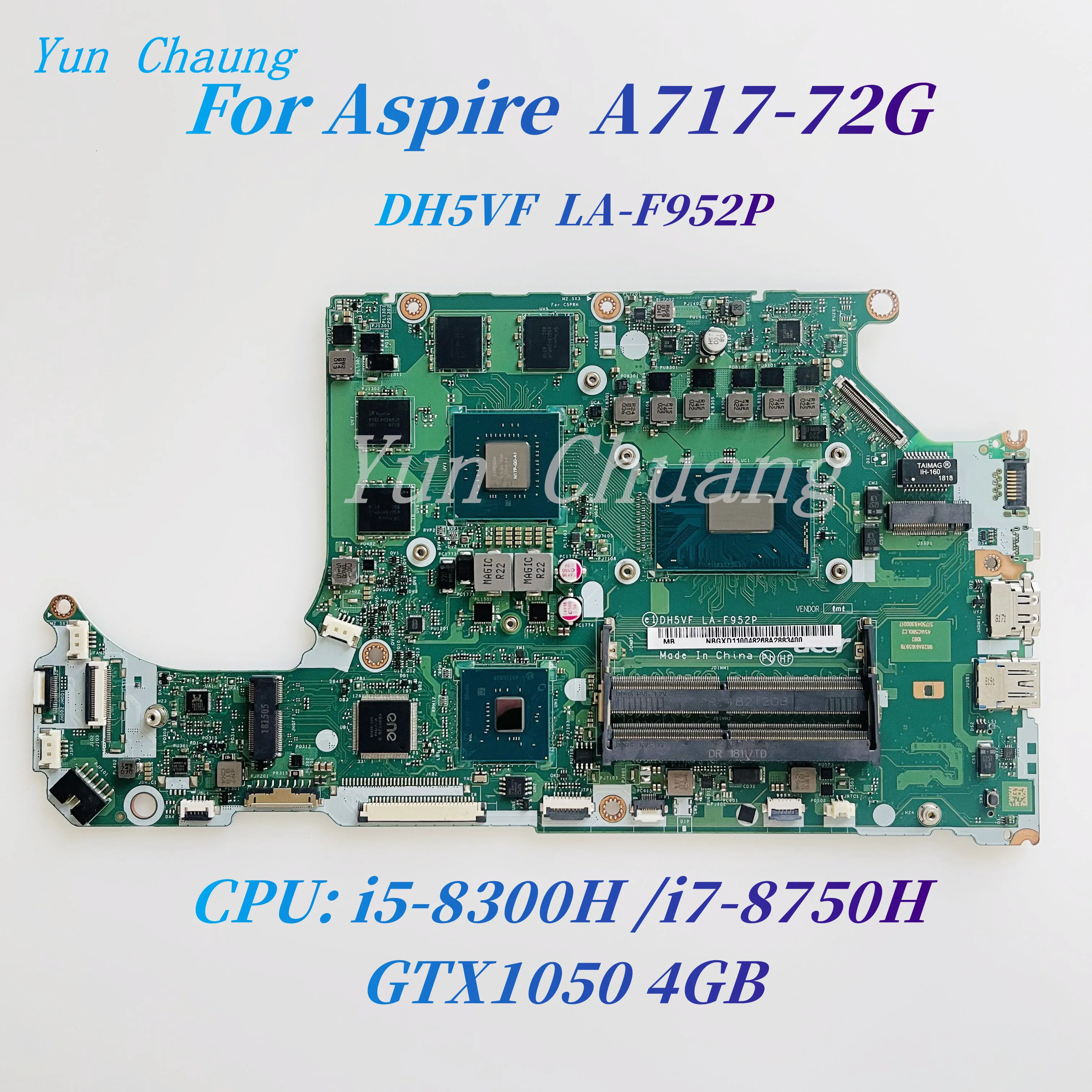 DH5VF LA-F952P Mainboard For Acer Aspire A717-72G laptop motherboard NBGXD11004 With i5--8300H i7-8750H CPU GTX 1050 4G GPU DDR4