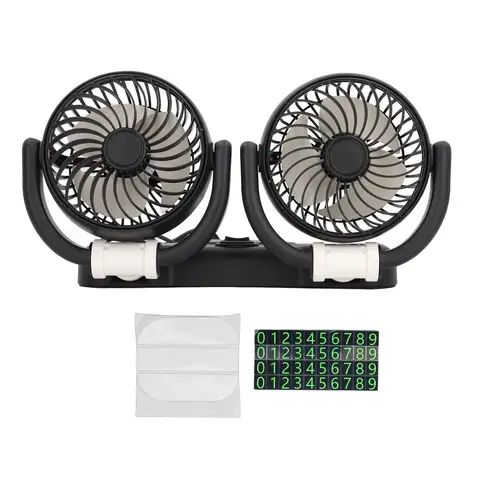 Foldable Dual Head Fan Silent Cooling 2 Speeds 360 Degree Rotation DC5V USB Vehicle Fan for Car Dashboard Foldable Dual Head Fan