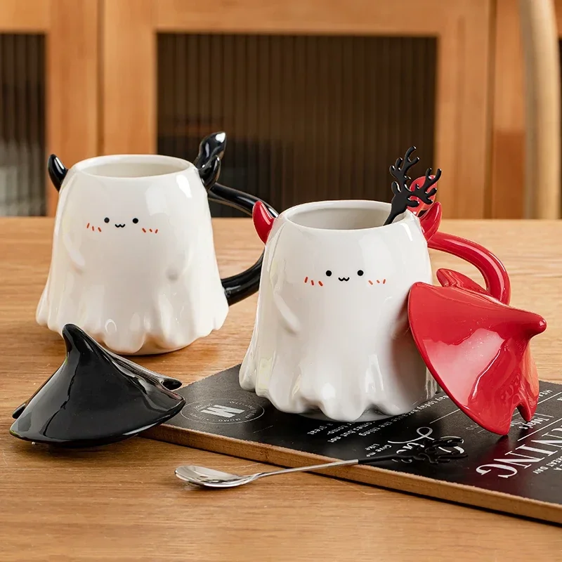 Halloween Little Devil Kids Ceramic Water Cup 500ml Student Cartoon Mug Cute Breakfast Milk Coffee Cup Couple Birthday Gift New