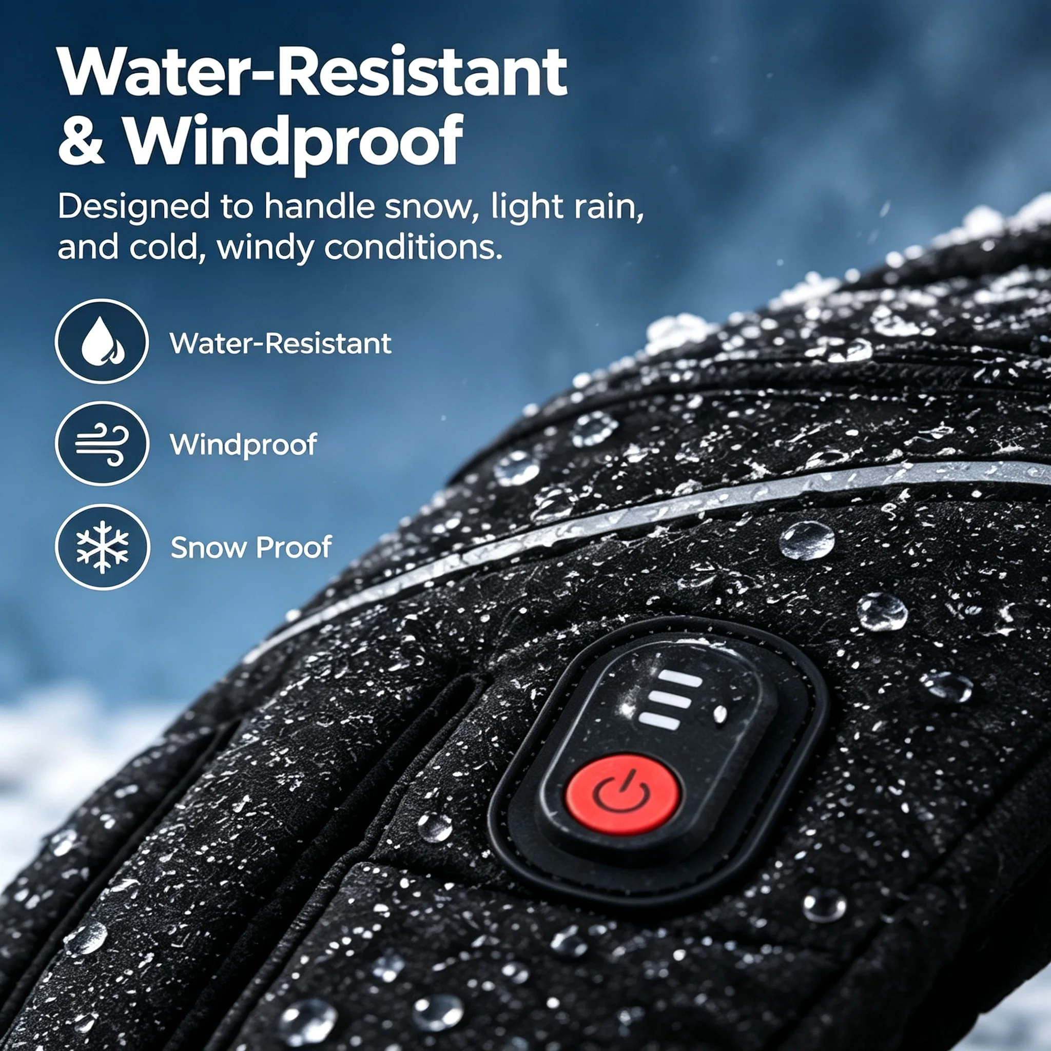 Heated Gloves for Men Women, Waterproof Electric Heated Gloves with 7.4V 3000mAh Rechargeable Battery, 3-Level Temperature Control, Touchscreen Winter Gloves for Skiing Cycling Hiking Fishing