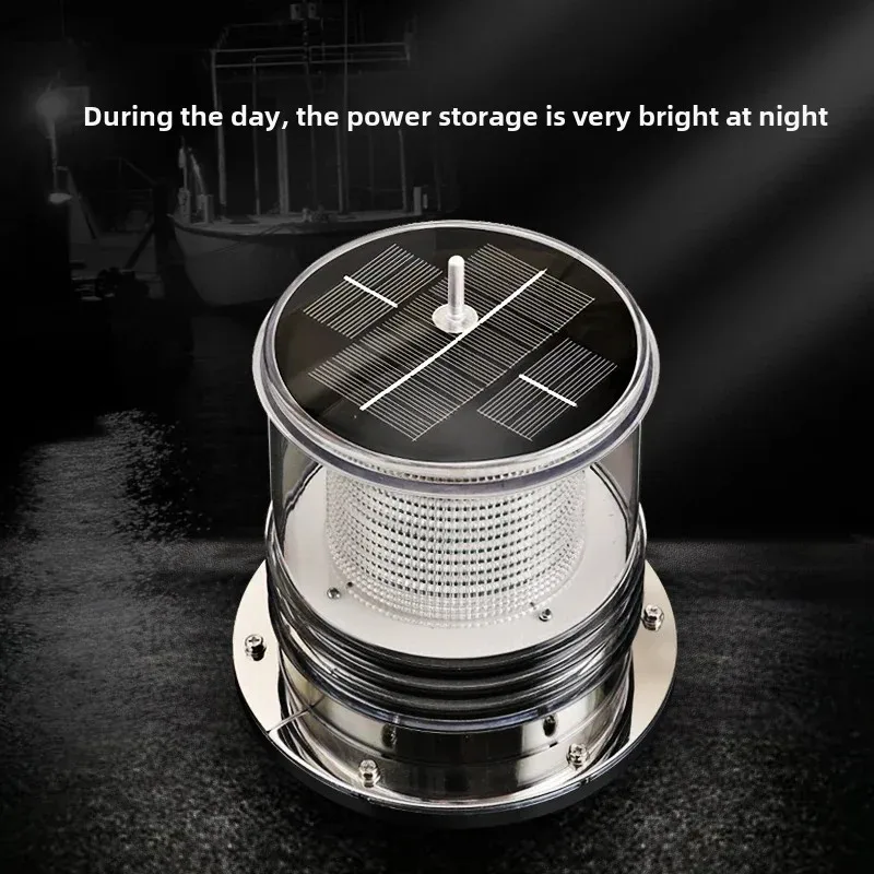 LED Marine Warning Lights Solar Powered Anchor Light Outdoor Waterproof Navigation Bright Signal Indicator Lamp